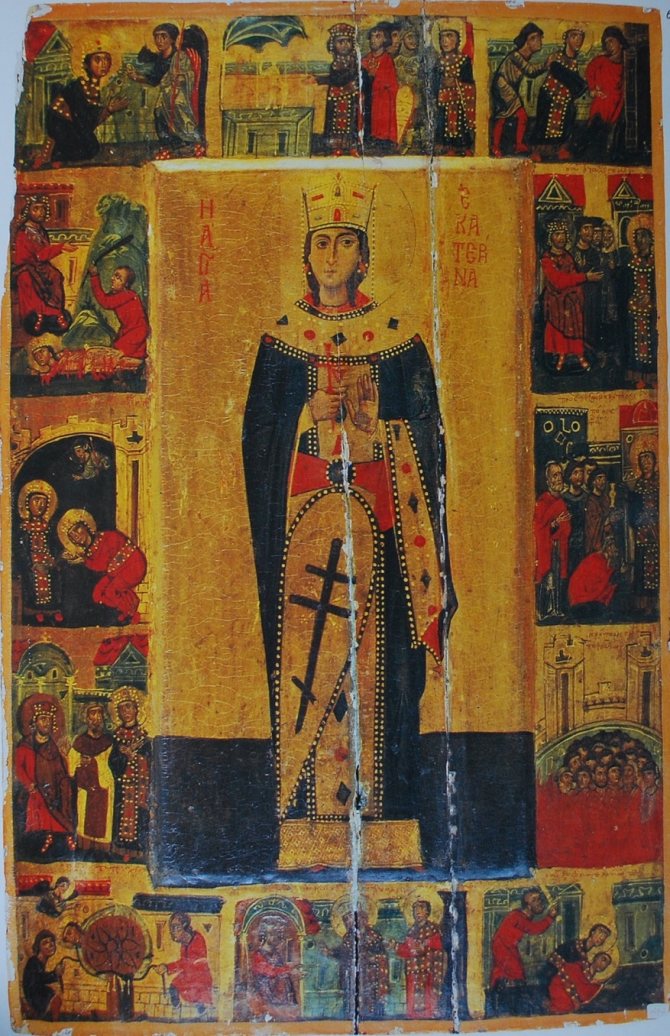 Святая Екатерина с житием. Начало XIII в. Монастырь святой Екатерины на горе Синай
