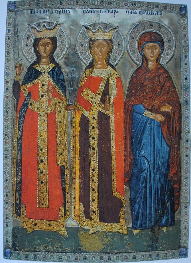 Святые великомученицы Екатерина, Варвара и Парасковея. Монастырь святой Екатерины