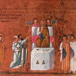Великая Пятница. Христос перед Пилатом. VI в. Миниатюра Евангелия из Россано. Музей в Россано, Италия